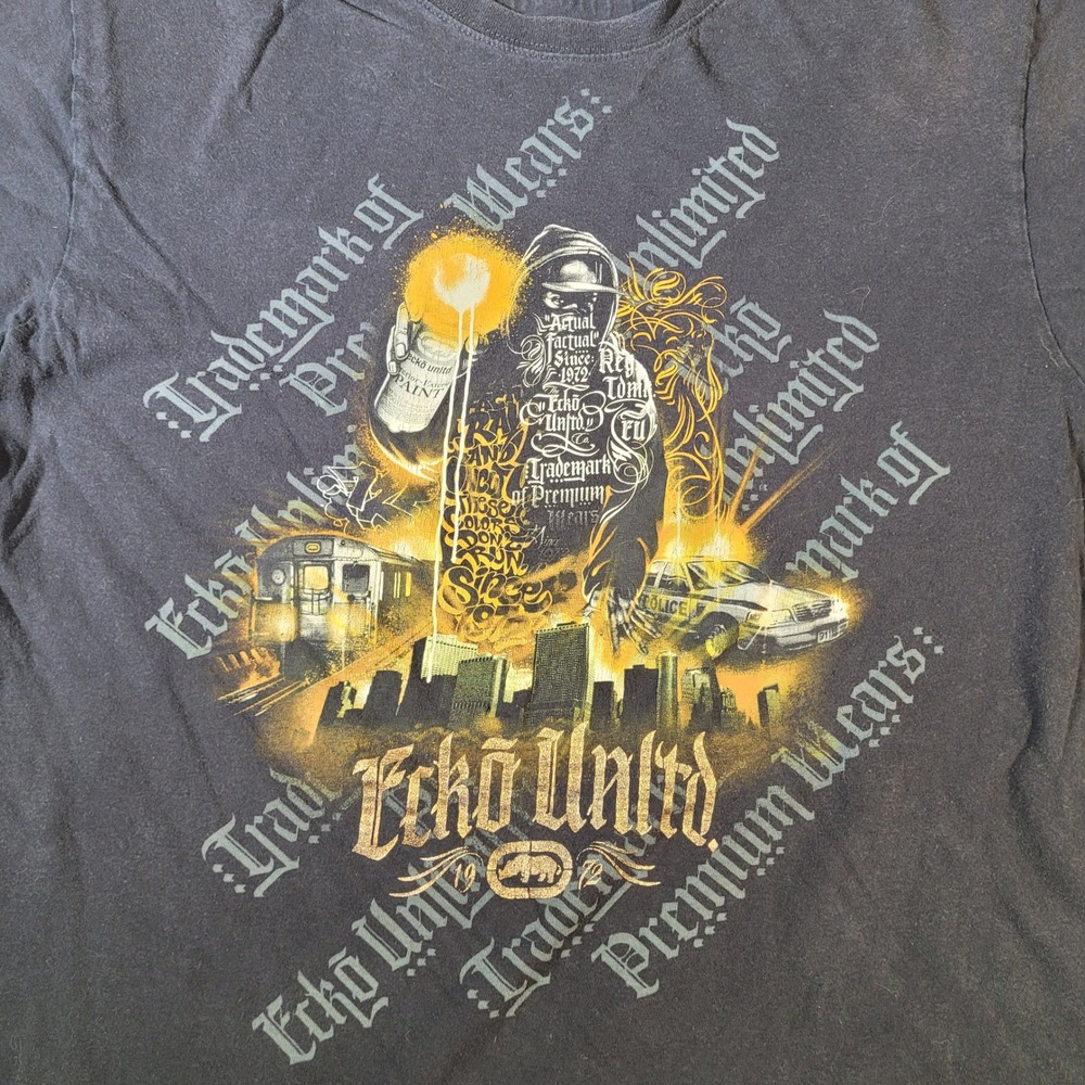 Ecko Unltd T-Shirt Mens XL Black Graphic Print Streetwear Urban Cotton Tee - Picture 2 of 13